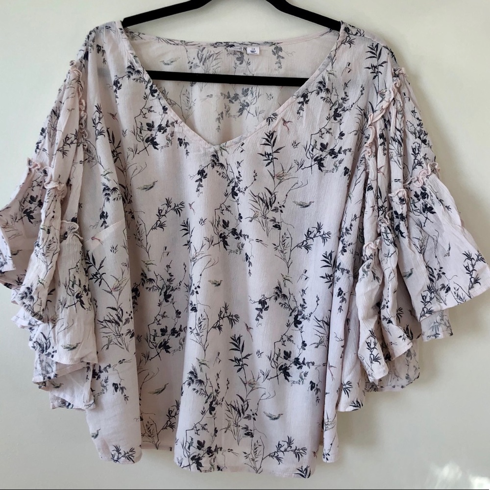 Soft pink floral boho top